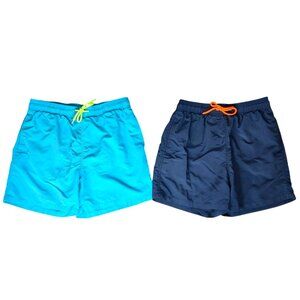 Bundle of 2 Blue Coastal Beach Surf Lined Nylon Swim Trunk Shorts Men's Size XL